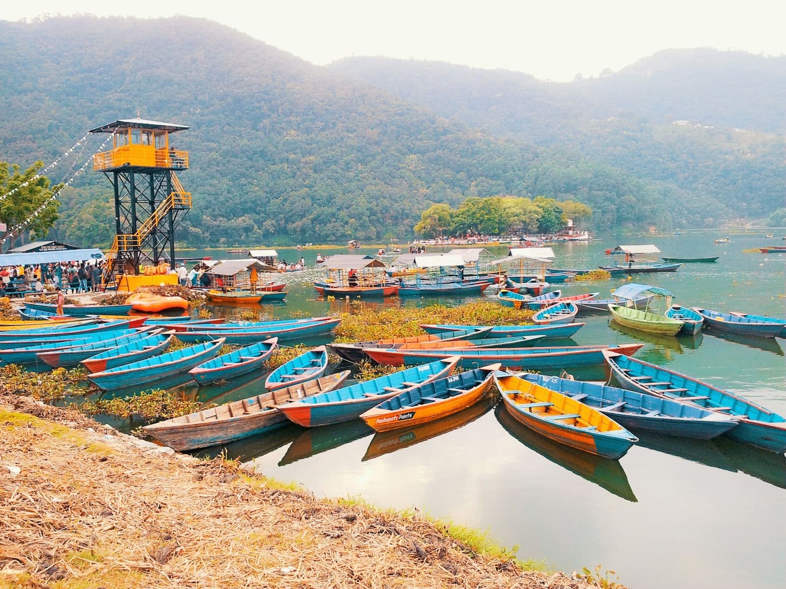 Colourful boats on Phewa Lake, Pokhara
