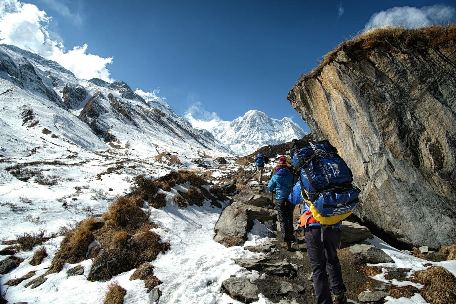 Trekkers on the trail near Annapurna Base Camp